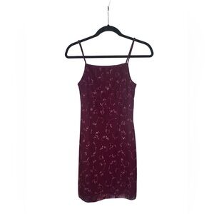 Vintage y2k 90s deep red burgundy floral slip dress size medium